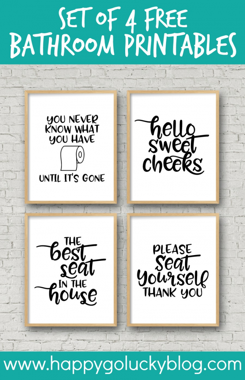 Set of  Printable Bathroom Signs - Kara Creates - FREE Printables - Printable Free Printable Bathroom Signs