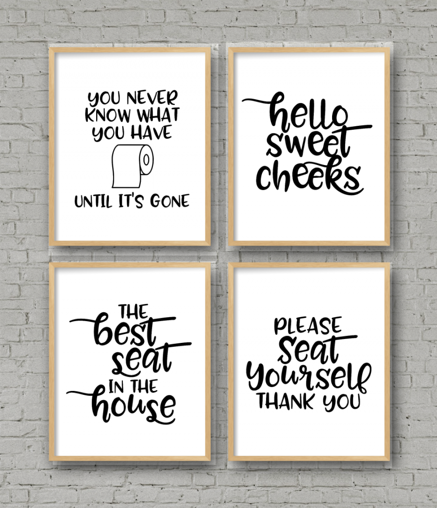 Set of  Printable Bathroom Signs - Kara Creates - FREE Printables - Printable Free Printable Bathroom Signs