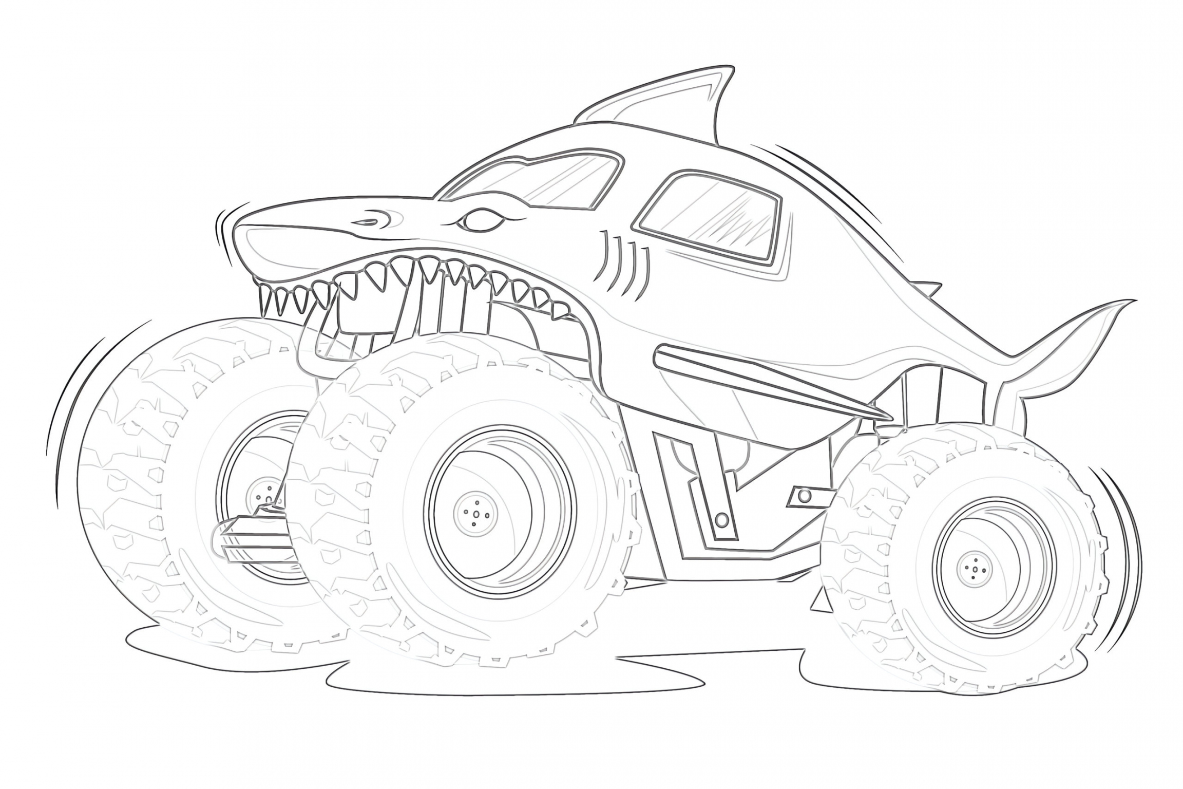 Shark Monster Truck coloring page - Mimi Panda - FREE Printables - Free Printable Monster Truck Coloring Pages