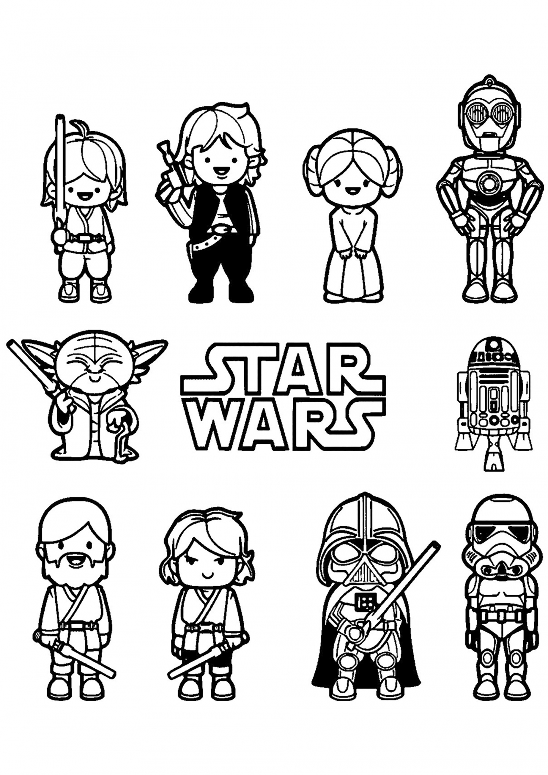 Small Star Wars characters - Star Wars Kids Coloring Pages - FREE Printables - Free Printable Star Wars Coloring Pages