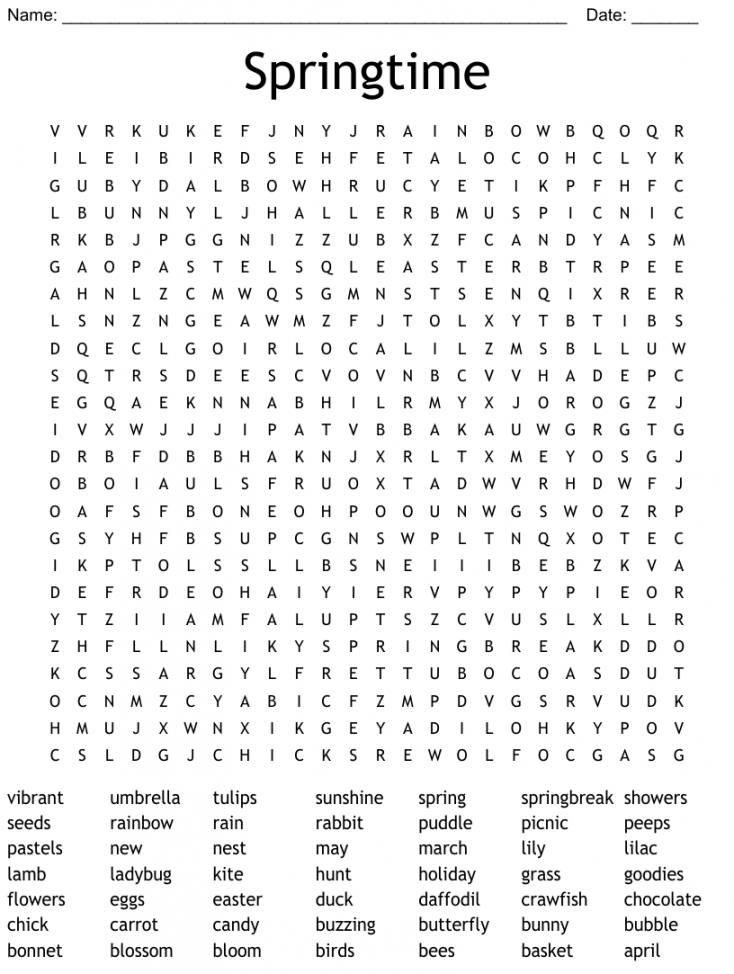 Spring Word Search - WordMint - FREE Printables - Free Printable Spring Word Search