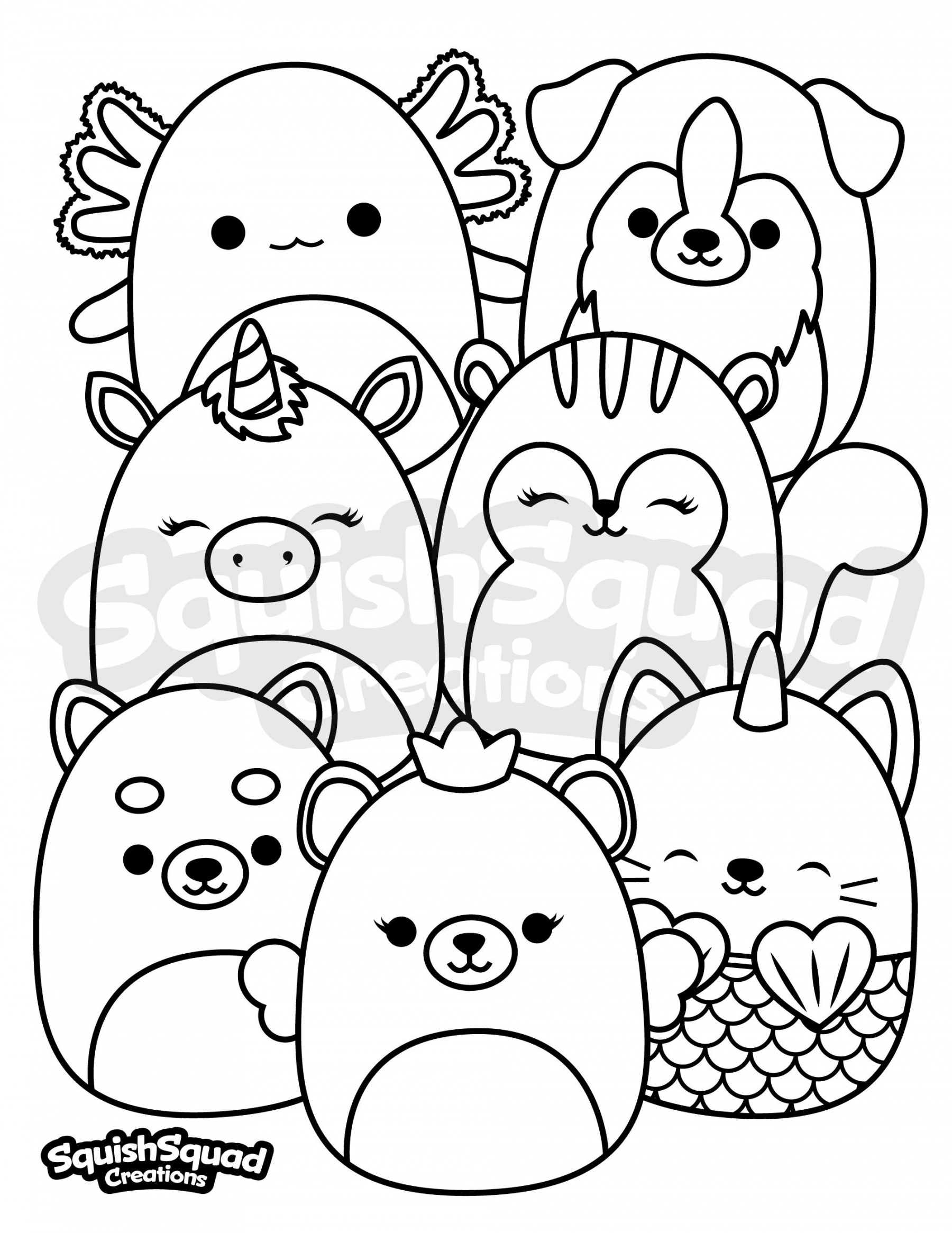 Squishmallow Coloring Page, Printable Squishmallow Coloring Page,  Squishmallow Downloadable Coloring Sheet, Coloring Page For Kids - FREE Printables - Free Printable Squishmallow Coloring Pages