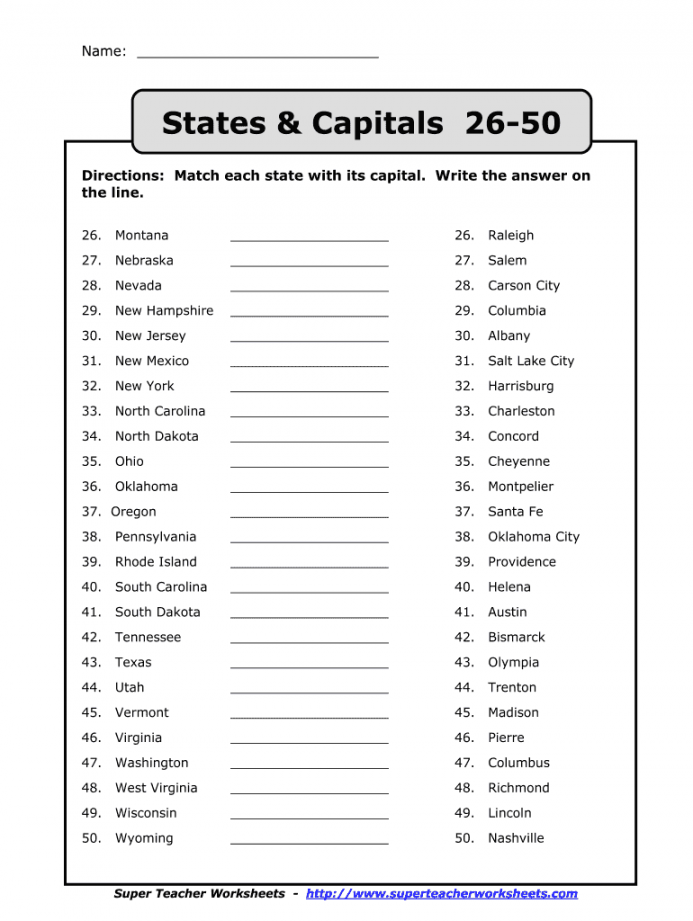 State And Capital - Fill Online, Printable, Fillable, Blank  - FREE Printables - Printable Free States And Capitals Quiz Printable