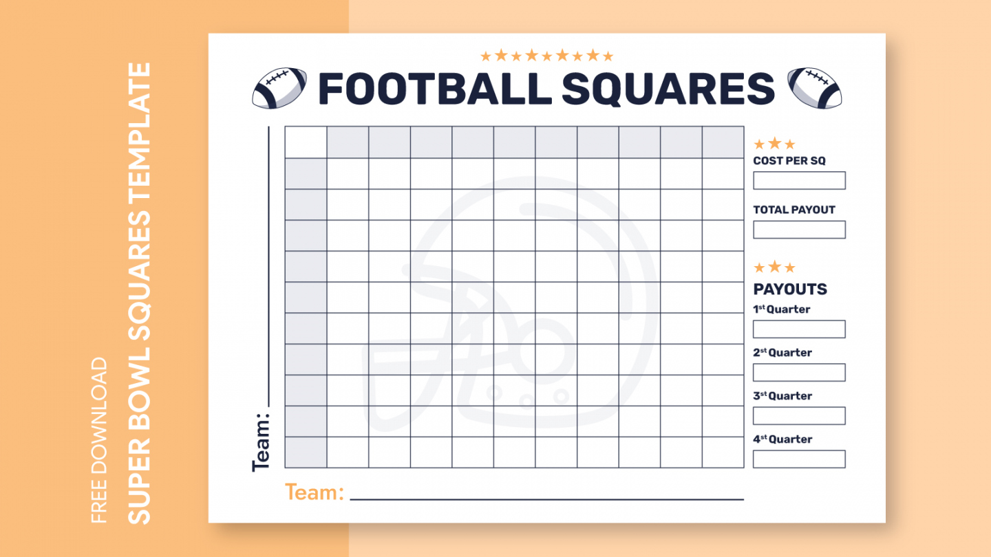 Super Bowl  Squares Free Google Docs Template - gdoc - Free Printable Football Squares 100