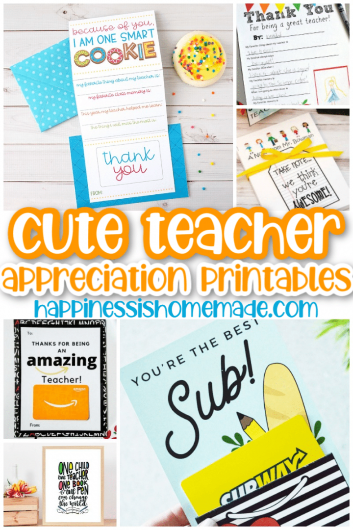 Teacher Appreciation Printables - Happiness is Homemade - FREE Printables - Teacher Appreciation Free Printable