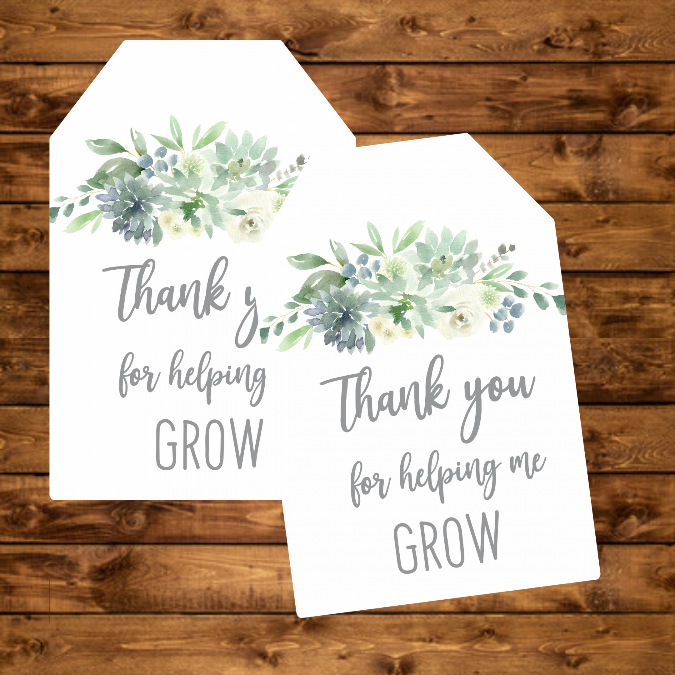 Thank You for Helping Me Grow Tag, Teachers Appreciation Gift Tag, Instant  Download, Greenery Succulent Favor Tags - FREE Printables - Thank You For Helping Me Grow Free Printable