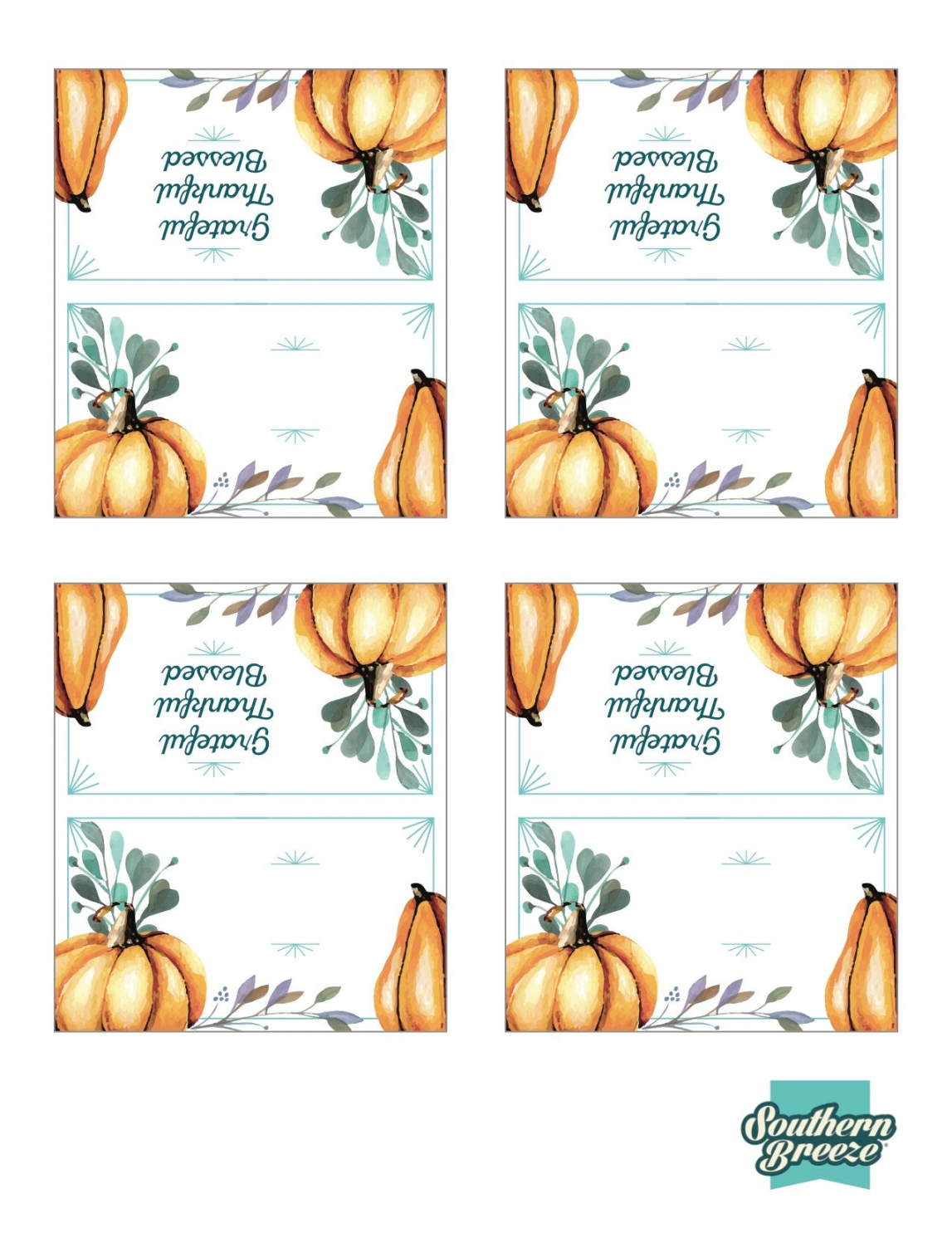 Thanksgiving Place cards: FREE Printable - FREE Printables - Free Printable Thanksgiving Place Cards