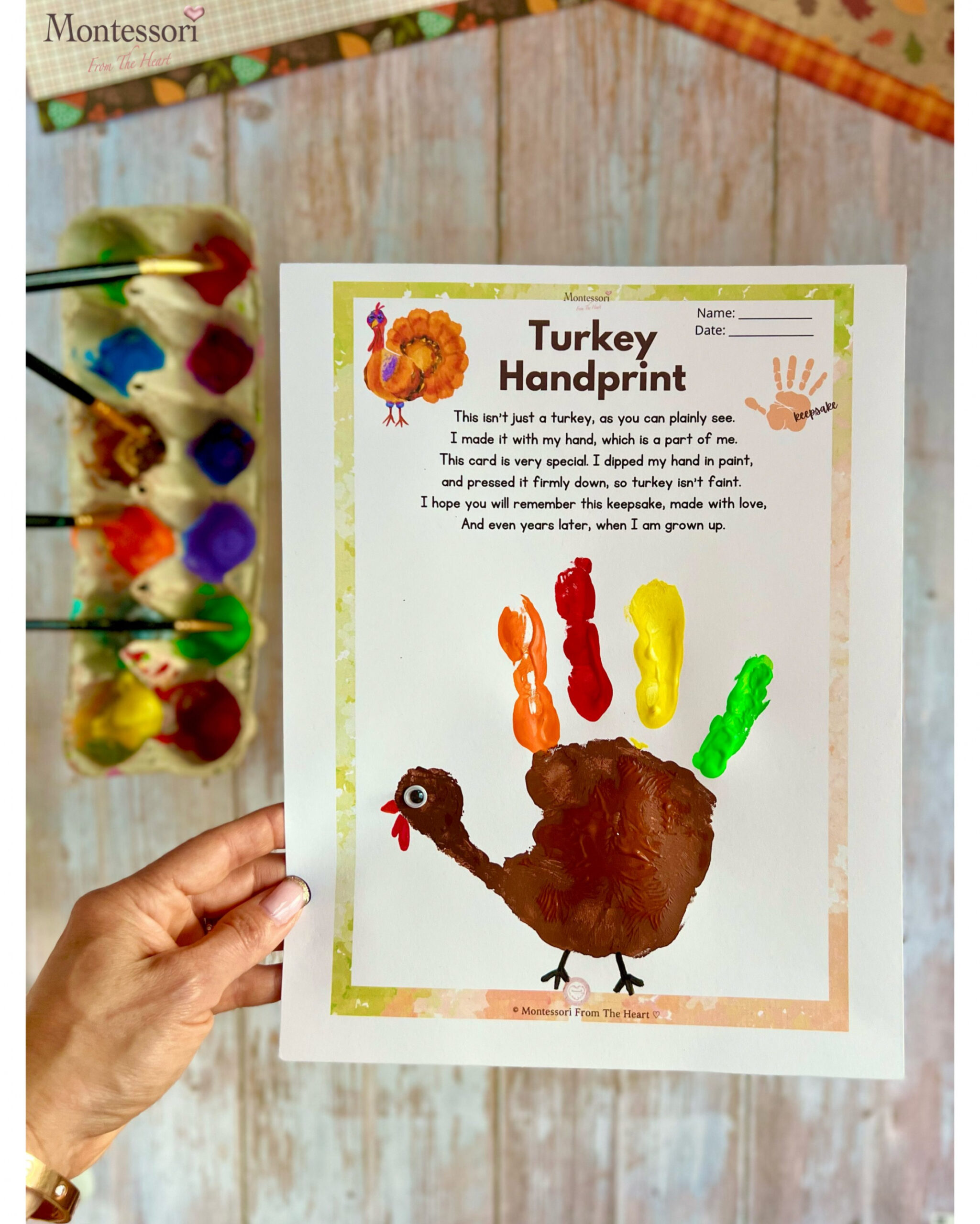 Turkey Handprint Thanksgiving Craft  Montessori From The Heart - FREE Printables - Free Printable Turkey Handprint Poem Printable