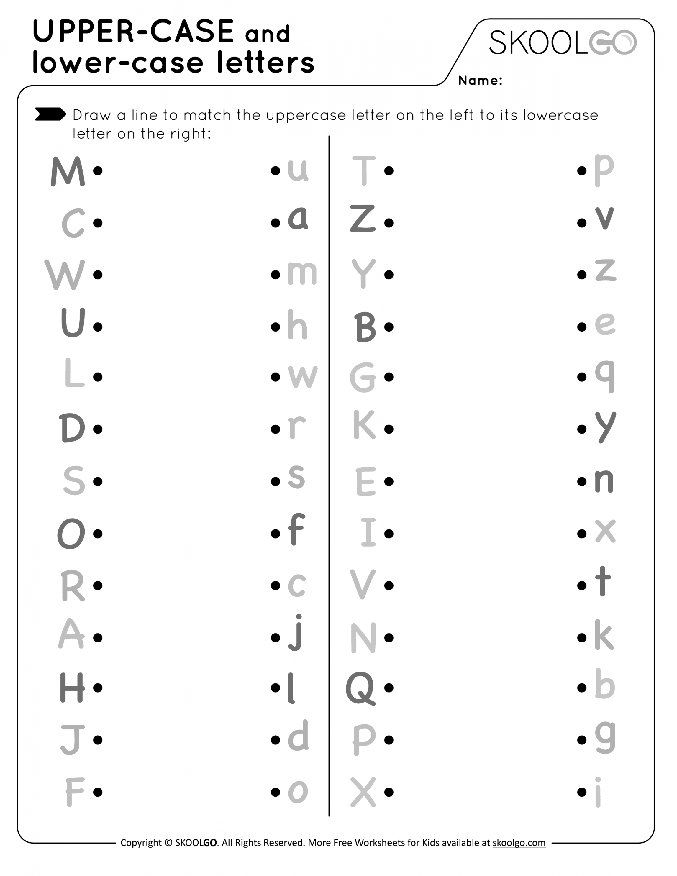 Upper-Case and Lower-Case Letters - Free Worksheet for Kids - FREE Printables - Free Printable Uppercase And Lowercase Letters Worksheets