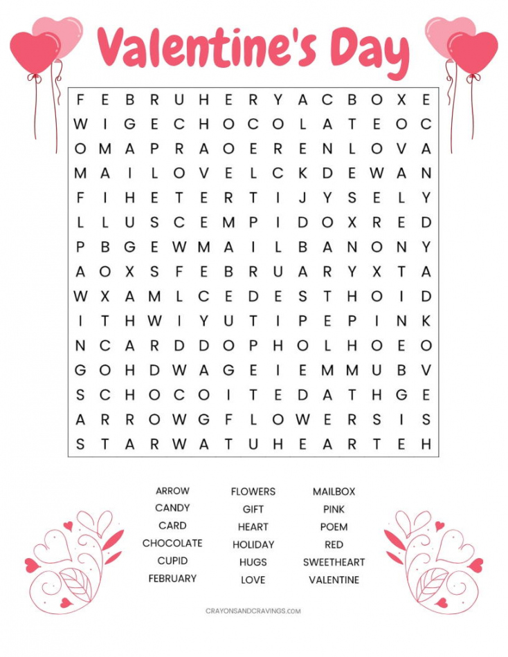 Valentines Day Word Search Printable  AllFreePaperCrafts - Valentine