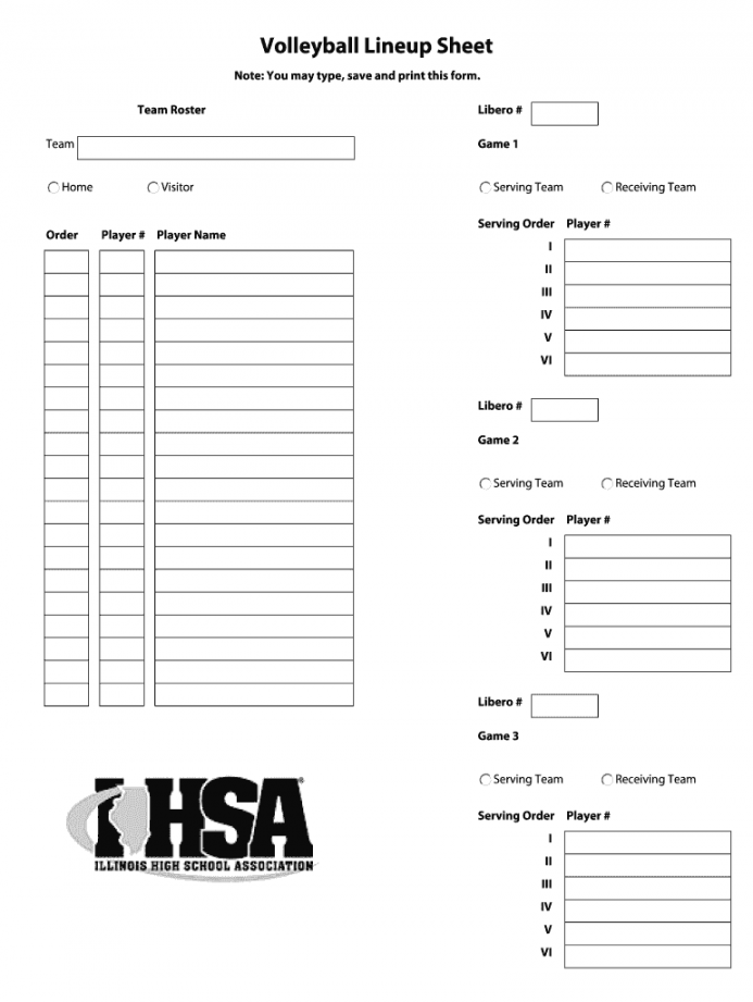 Free Printable Blank Volleyball Lineup Sheet FREE Printable HQ