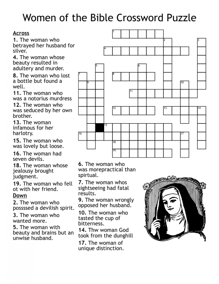 Women of the Bible Crossword Puzzle - WordMint - FREE Printables - Free Printable Bible Crossword Puzzles With Answers