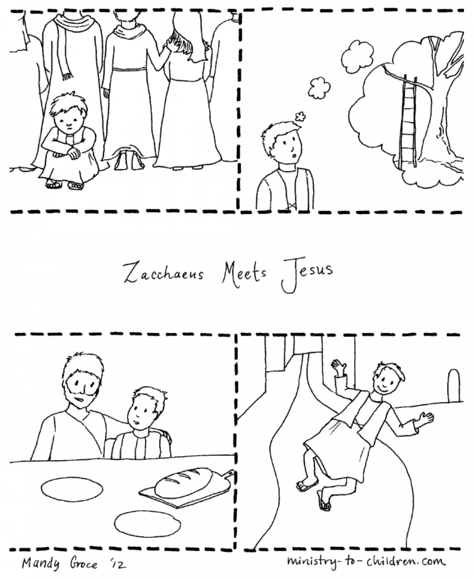 Zacchaeus & Jesus Coloring Page (Free Printable) - FREE Printables - Free Printable Zacchaeus Craft