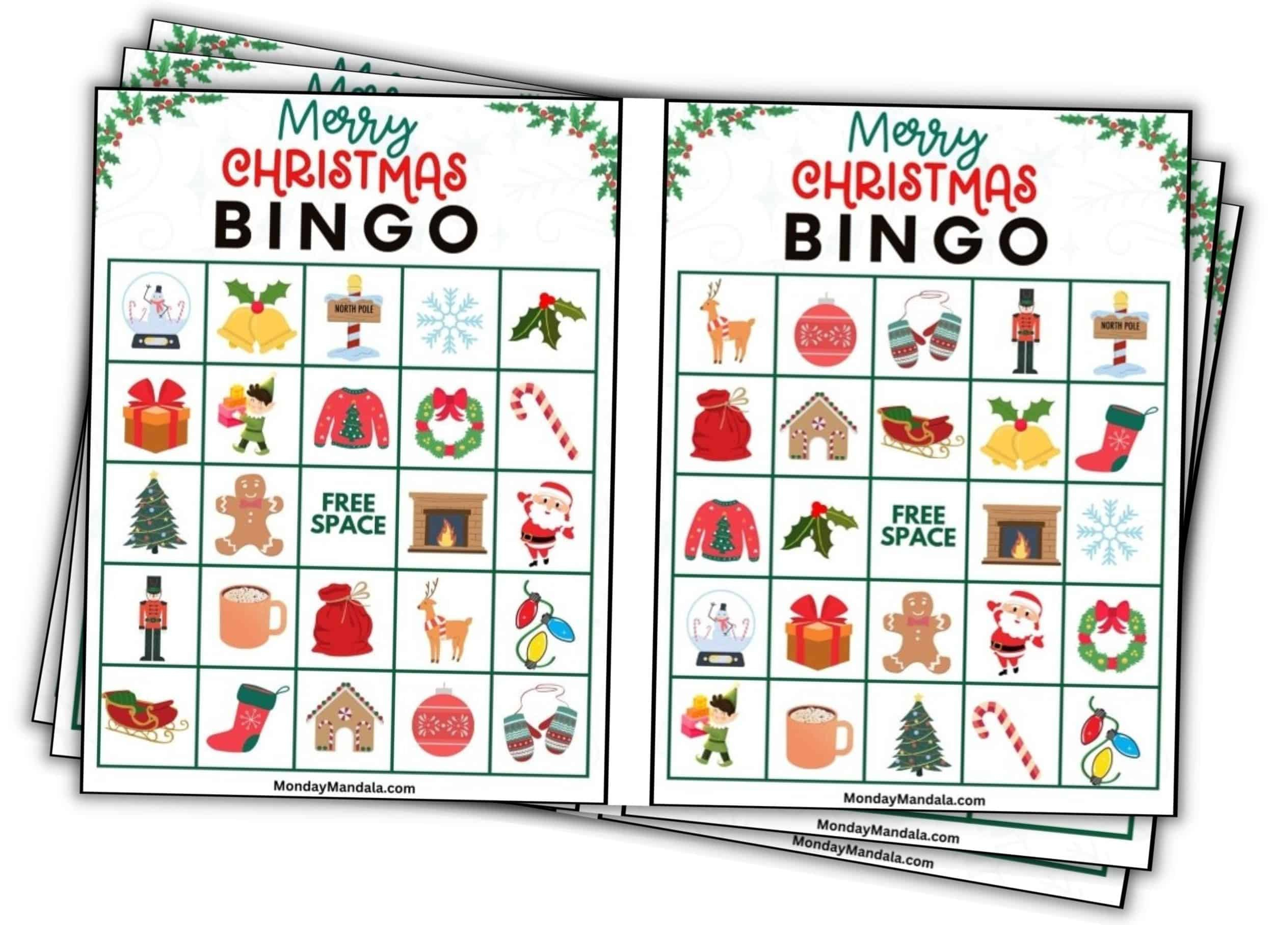 180 Christmas Bingo Cards (Free Pdf Printables) intended for Free Printable Christmas Bingo Cards For 50