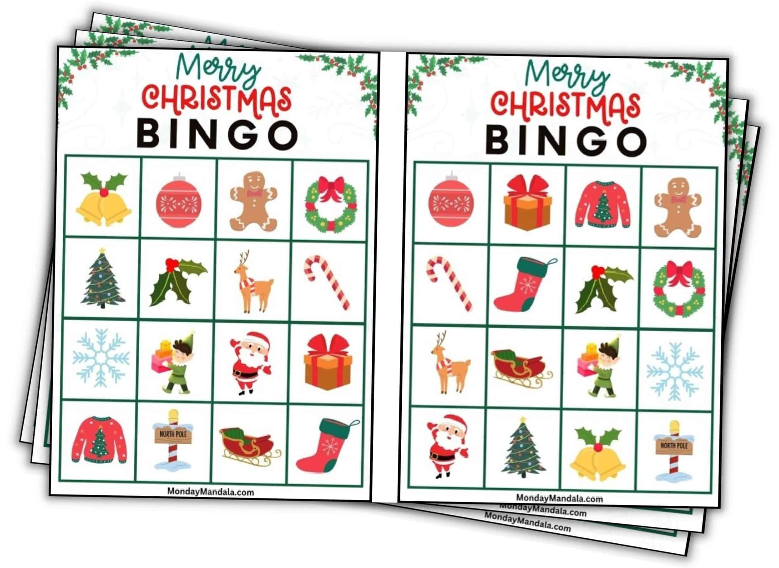 180 Christmas Bingo Cards (Free Pdf Printables) with Free Printable Christmas Bingo Cards For 20