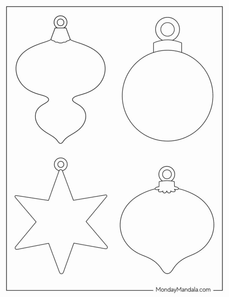 200 Printable Christmas Ornaments (Free Templates) in Christmas Ornament Outline Printable