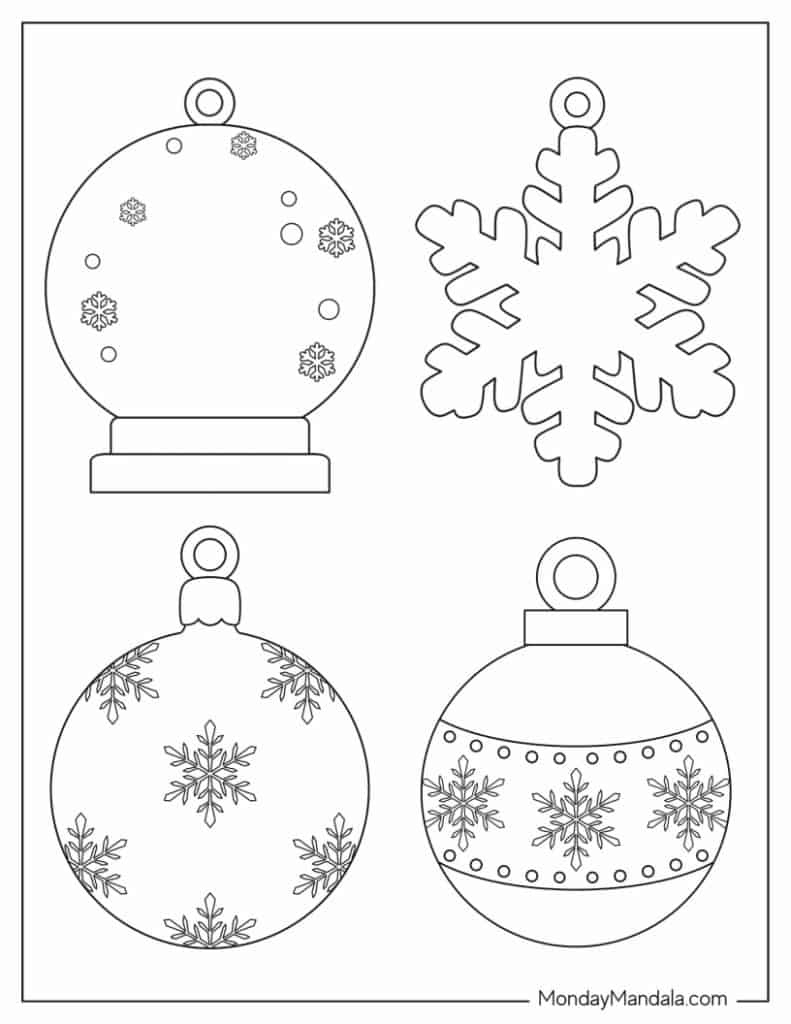 200 Printable Christmas Ornaments (Free Templates) in Free Printable Christmas Balls