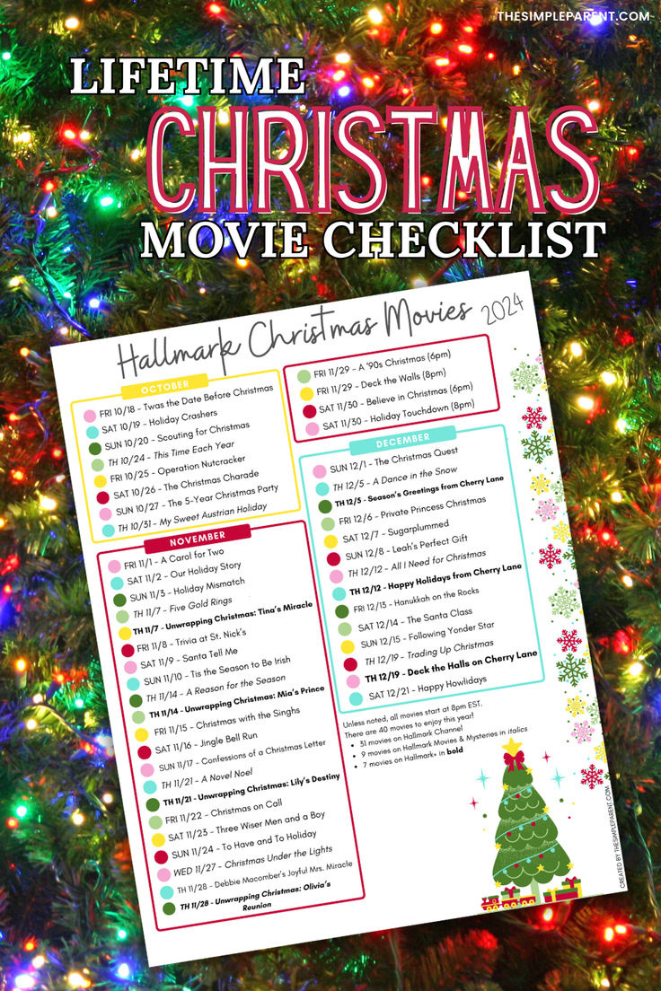 2024 Lifetime Christmas Movies List - Free Printable To Celebrate with Printable List Of Lifetime Christmas Movies