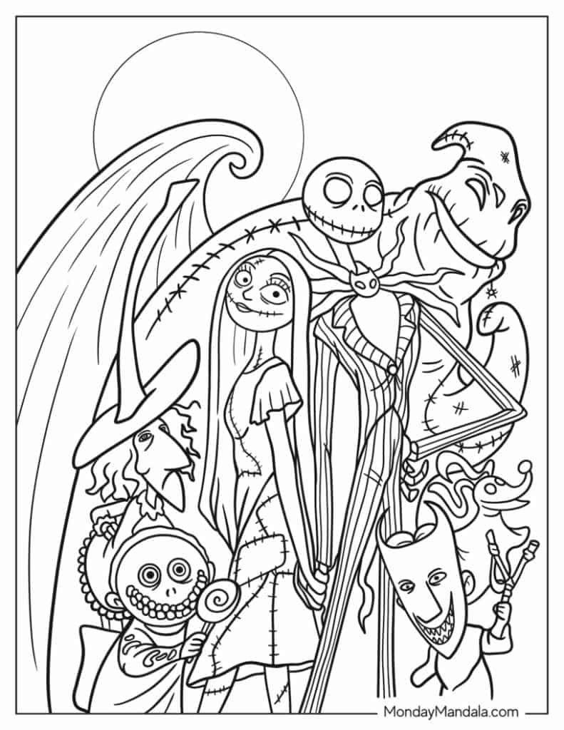 22 Nightmare Before Christmas Coloring Pages (Free Pdfs) inside Nightmare Before Christmas Printable