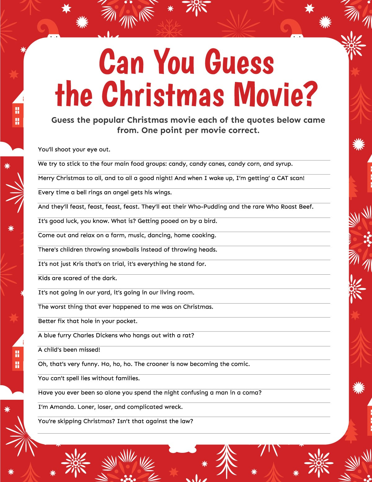 3 Christmas Movie Trivia Games {Free Printable} - Play Party Plan with Free Printable Christmas Trivia Games