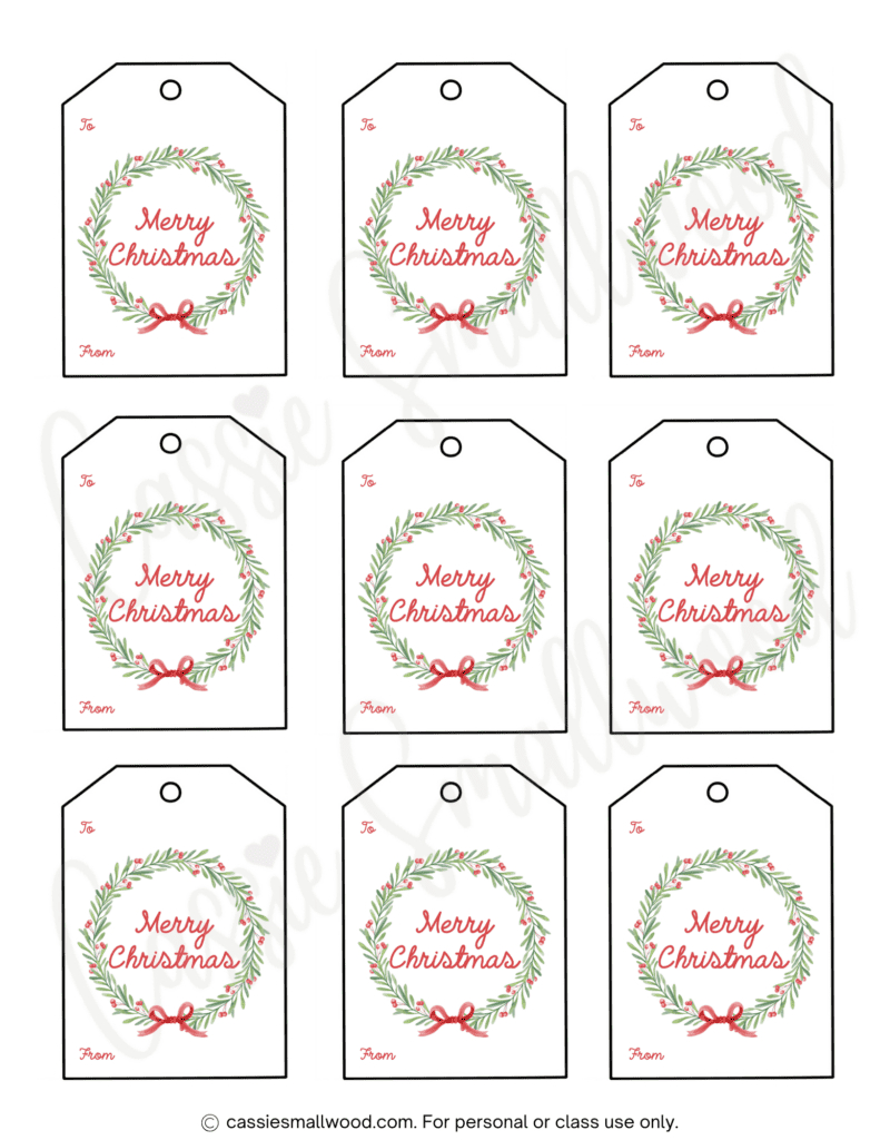 400+ Cutest Printable Christmas Tags (Free Pdf) - Cassie Smallwood regarding Christmas Present Printable Tags