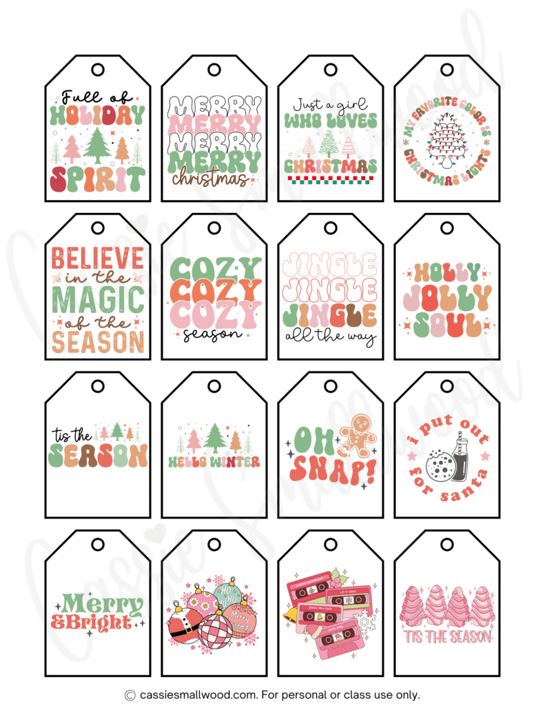 400+ Cutest Printable Christmas Tags (Free Pdf) - Cassie Smallwood regarding Printable Christmas Gift Labels Free