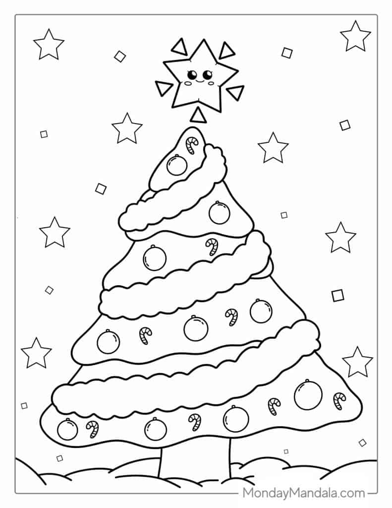 50 Christmas Tree Coloring Pages (Free Pdf Printables) for Free Christmas Tree Printables