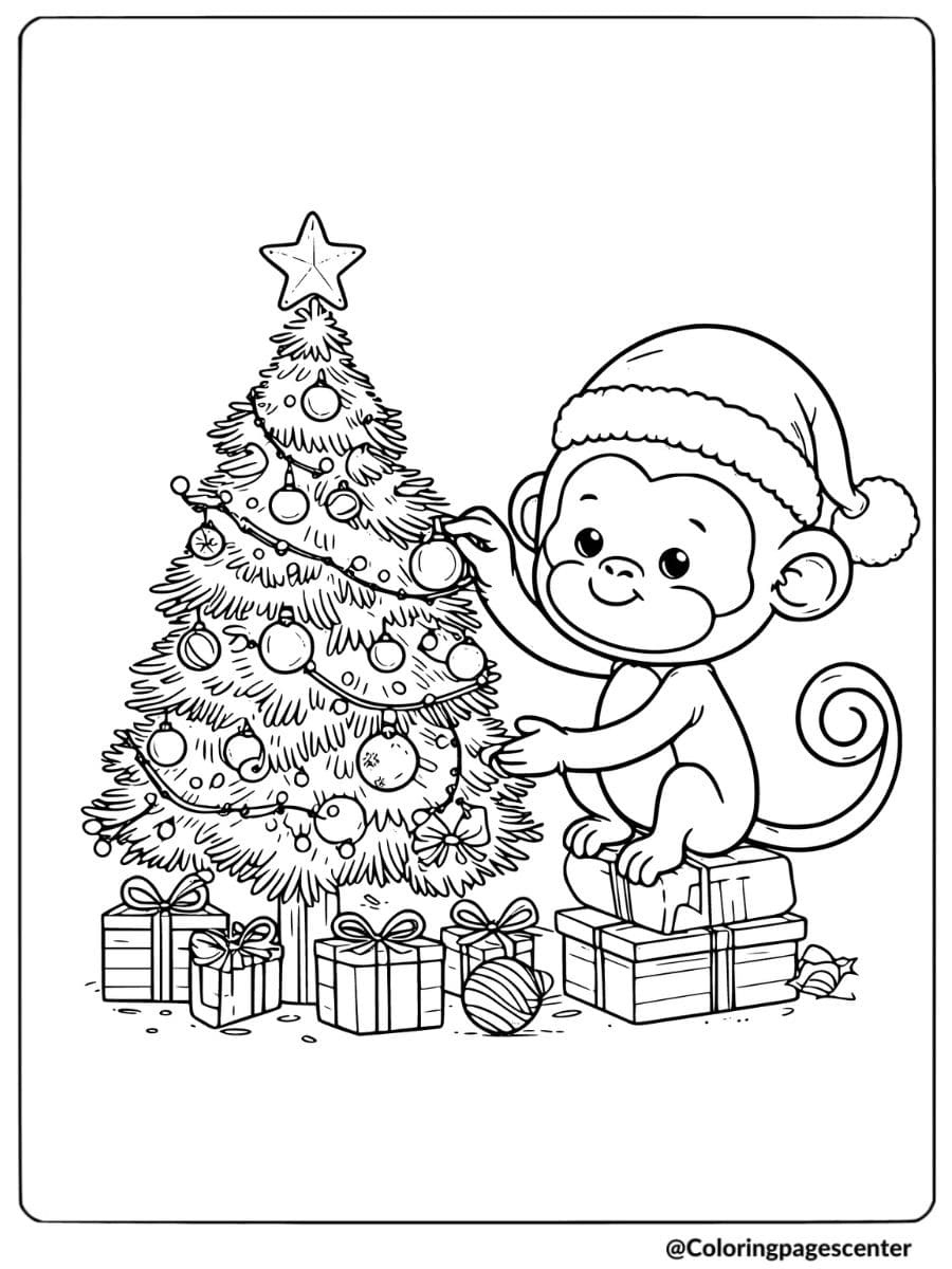 8 Christmas Monkey Coloring Pages | Free Printable Pdfs intended for Free Printable Colouring Pages Christmas