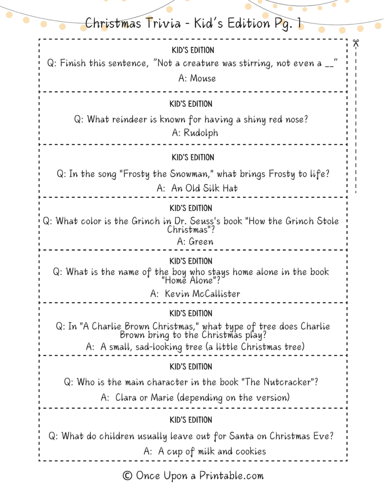 96 Christmas Trivia Questions And Answers (Free To Print) - Once for Free Christmas Trivia Questions And Answers Printable