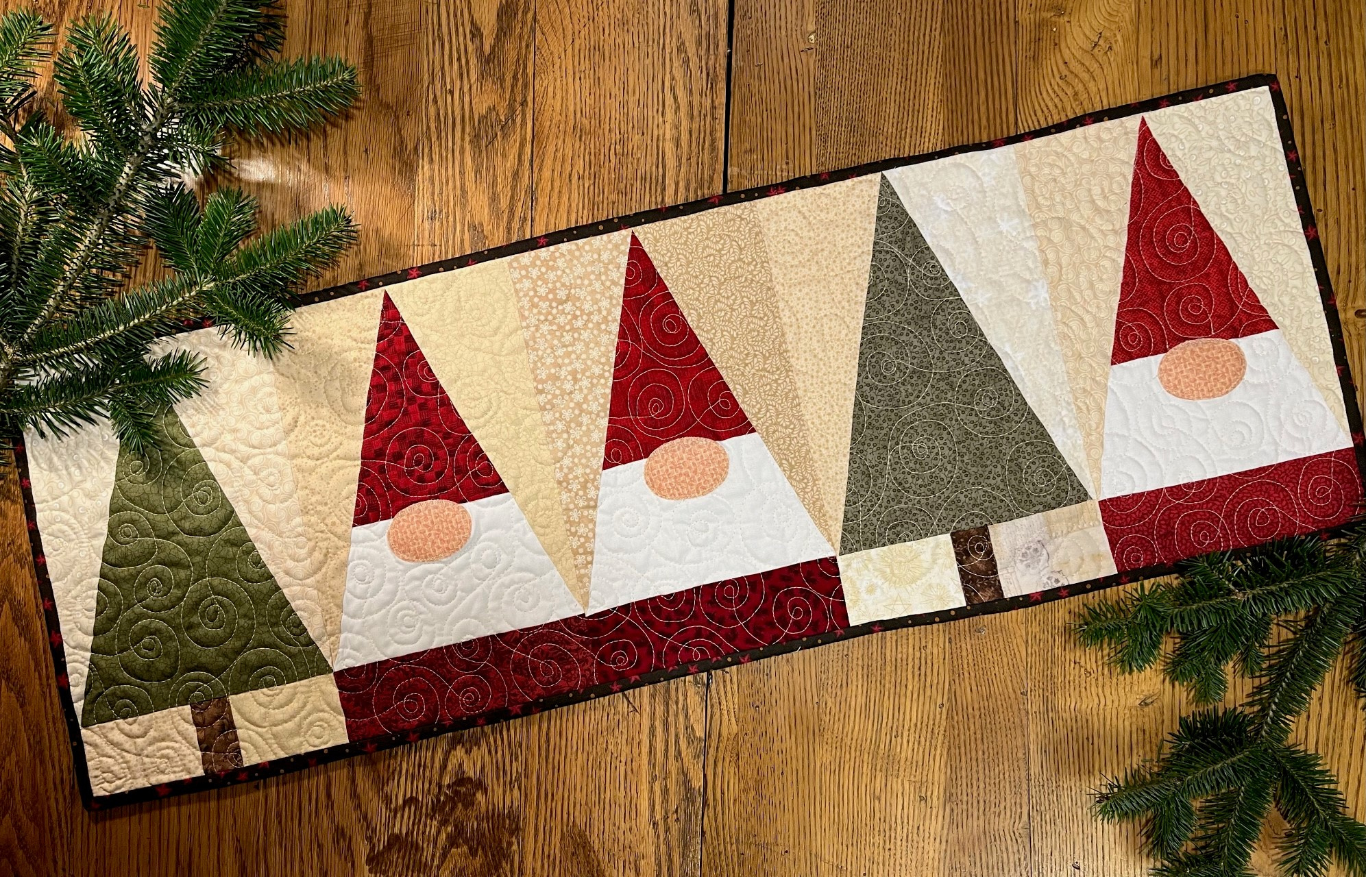 Balsam Gnomes Table Runner Quilt - Lakegirlquilts in Printable Quilted Christmas Table Runner Patterns Free Easy