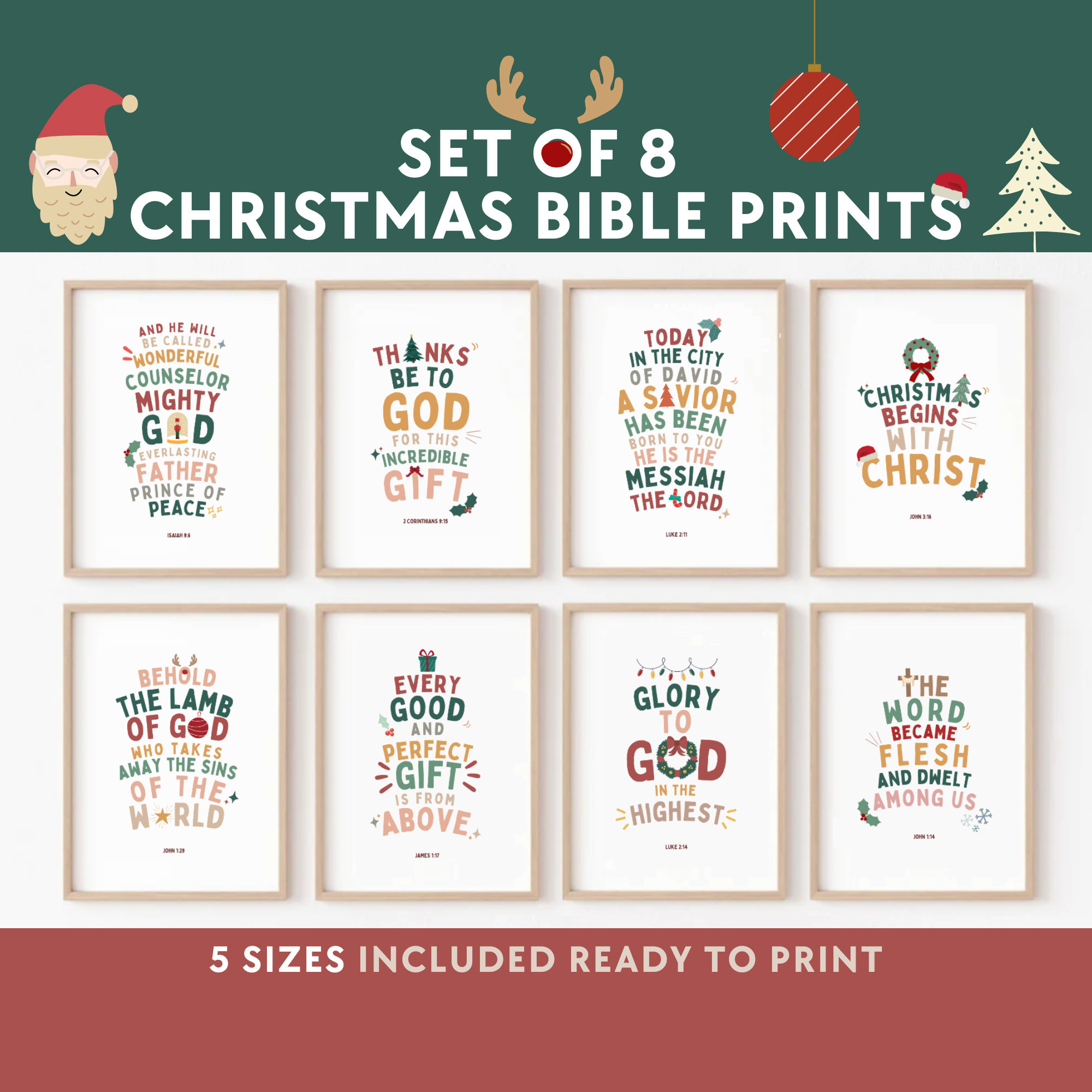 Christmas Bible Verse Printable Scripture Kids Wall Art Posters intended for Printable Christmas Bible Verse