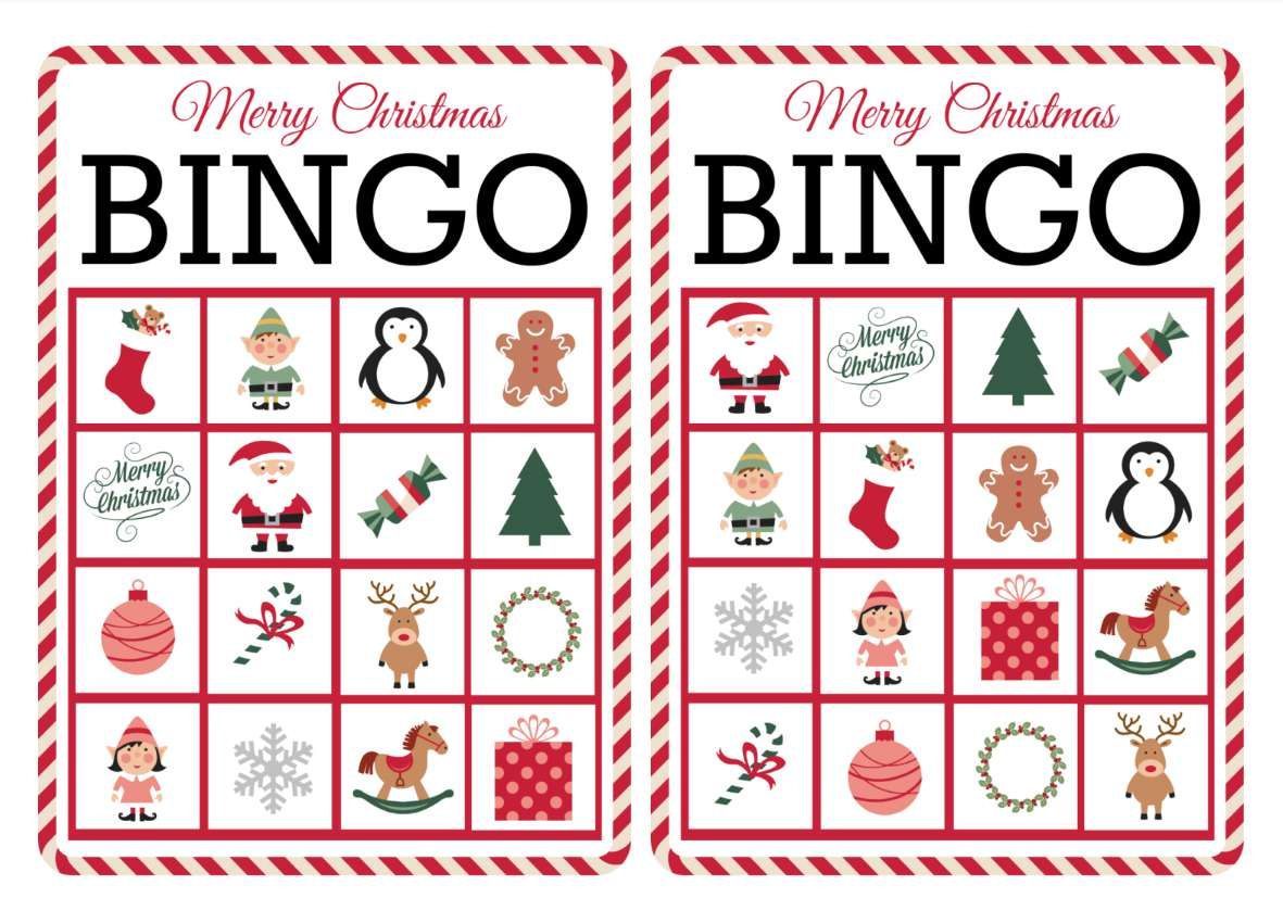 Christmas Bingo Inflate Template Set for Christmas Printable Bingo Cards