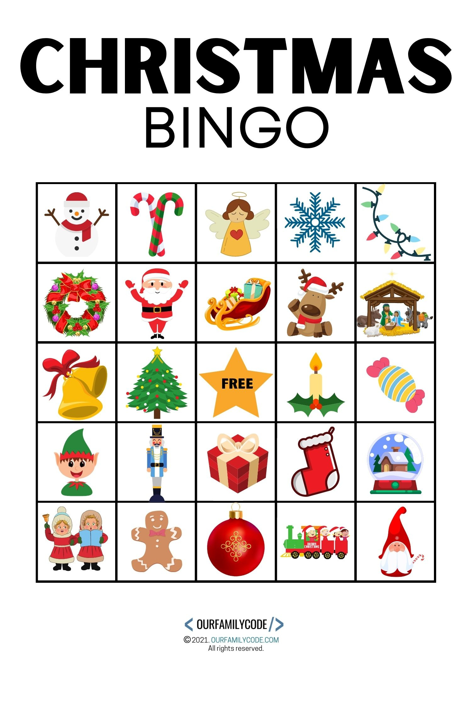 Christmas Bingo Printable: Family Christmas Tradition - Our Family throughout Christmas Light Bingo Free Printable