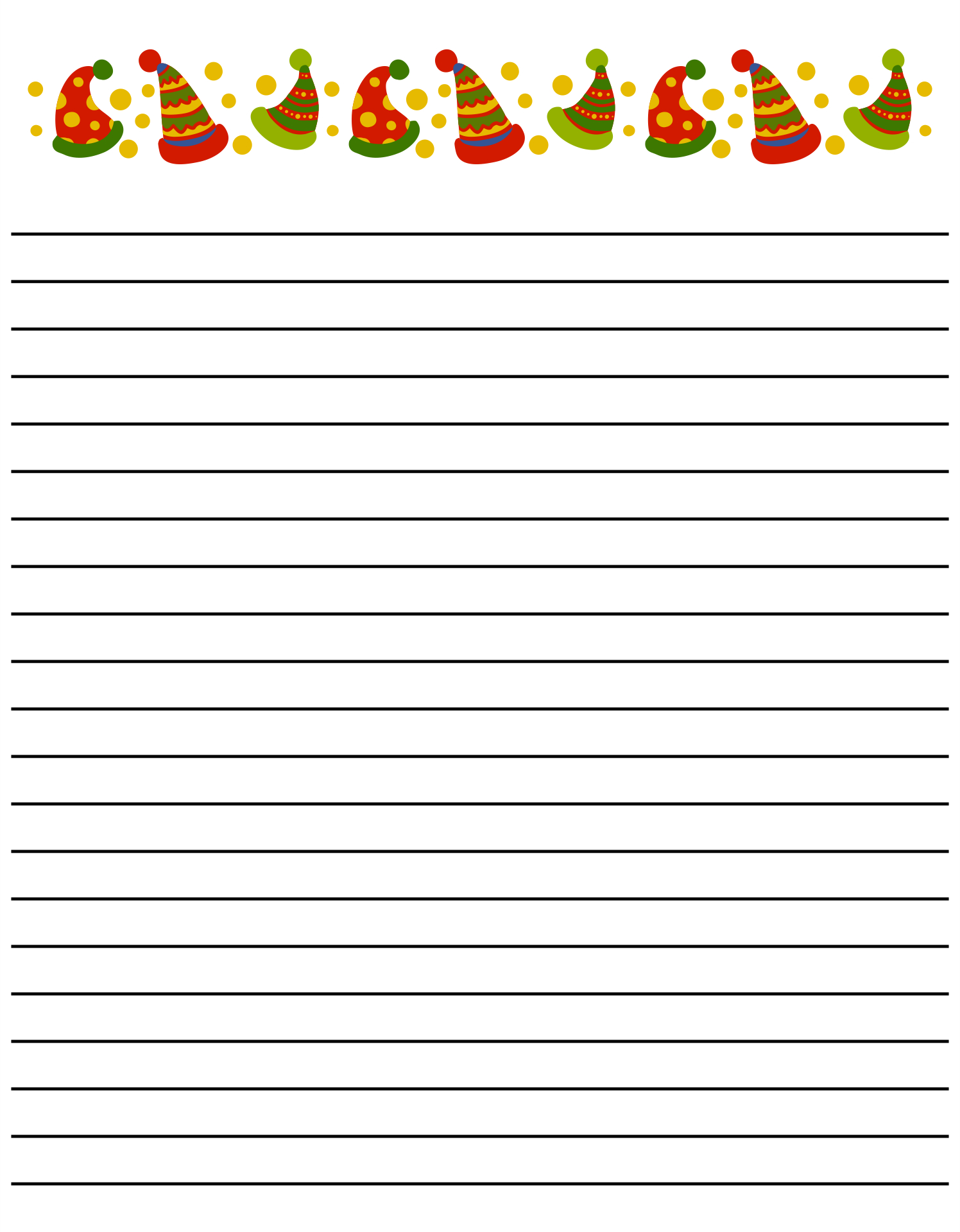 Christmas Border Lined Writing Paper - 10 Free Pdf Printables in Christmas Writing Paper Printable