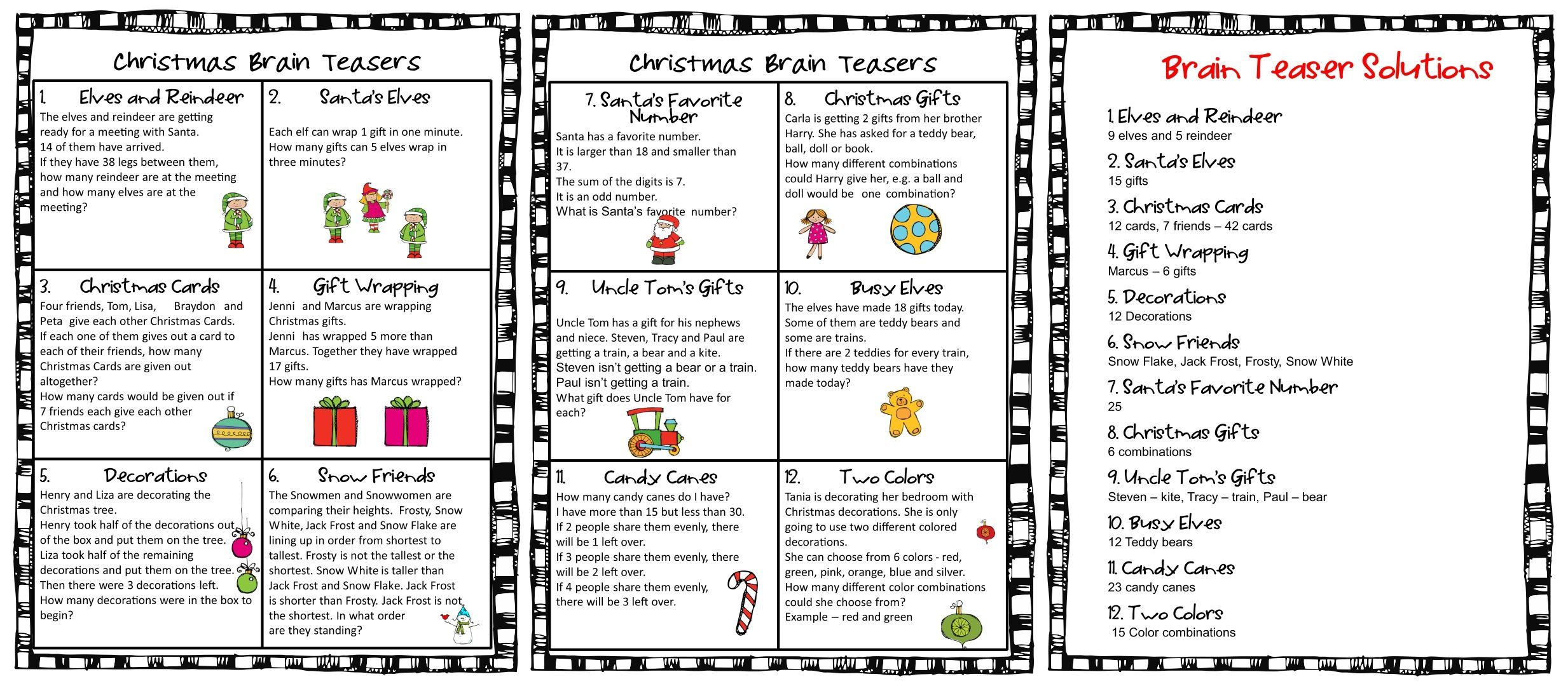 Christmas Brain Teasers - 15 Free Pdf Printables | Printablee throughout Christmas Brain Teasers Printable