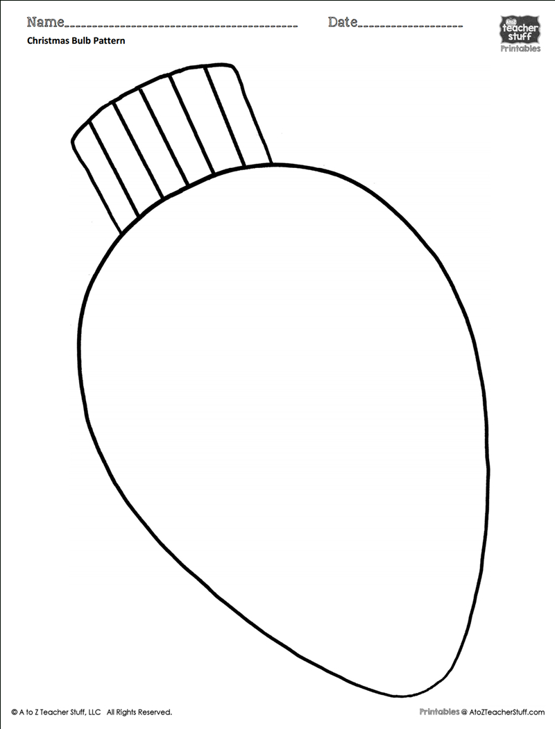 Christmas Bulb Coloring Pattern Or Coloring Sheet | A To Z Teacher inside Printable Christmas Light Bulb Template