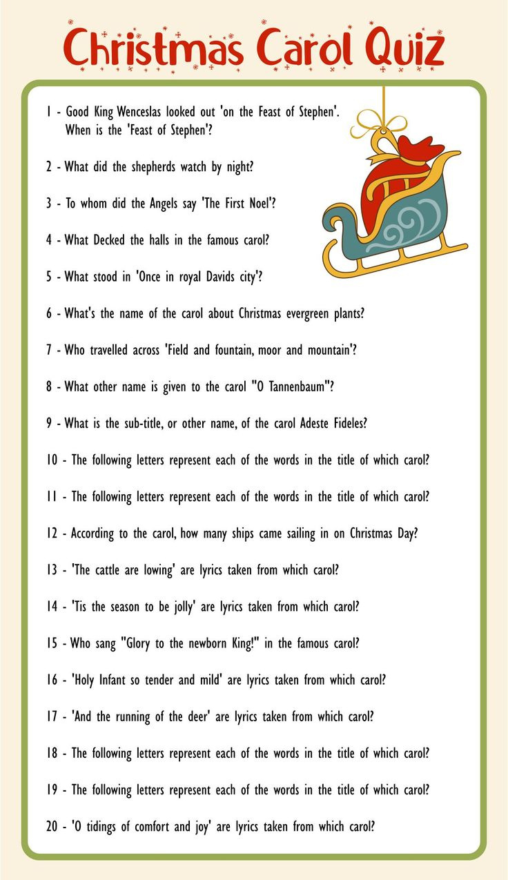 Christmas Carol Trivia - 15 Free Pdf Printables | Printablee in Christmas Music Trivia Printable