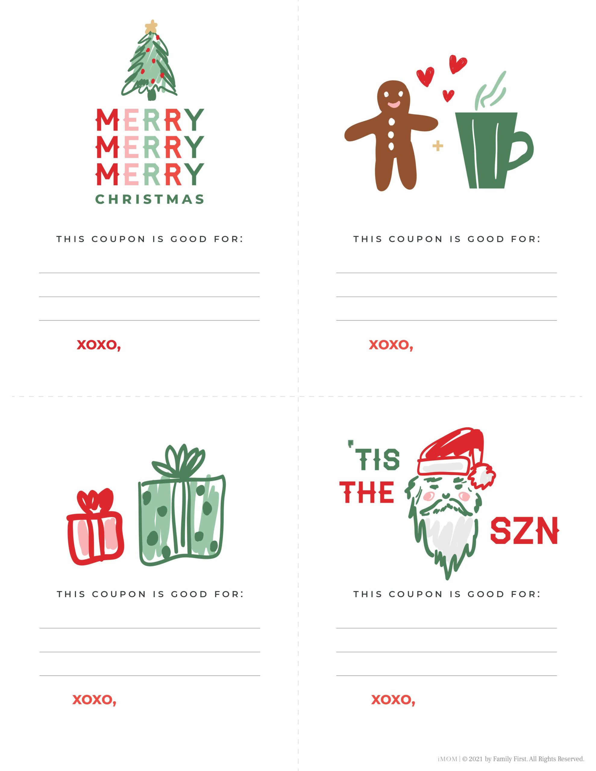 Christmas Coupons - Imom for Free Printable Christmas Coupon Template