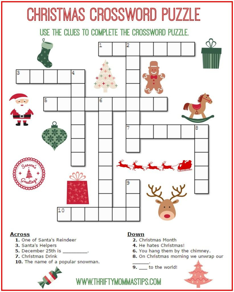 Christmas Crossword Puzzle Printable - Thrifty Momma'S Tips in Christmas Crossword Free Printable