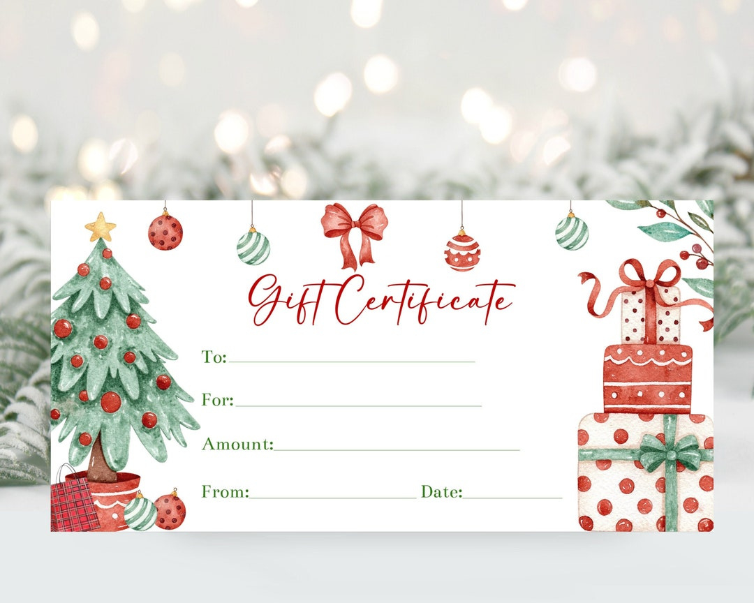 Christmas Gift Certificate Voucher Template, Editable Christmas inside Christmas Gift Certificate Printable