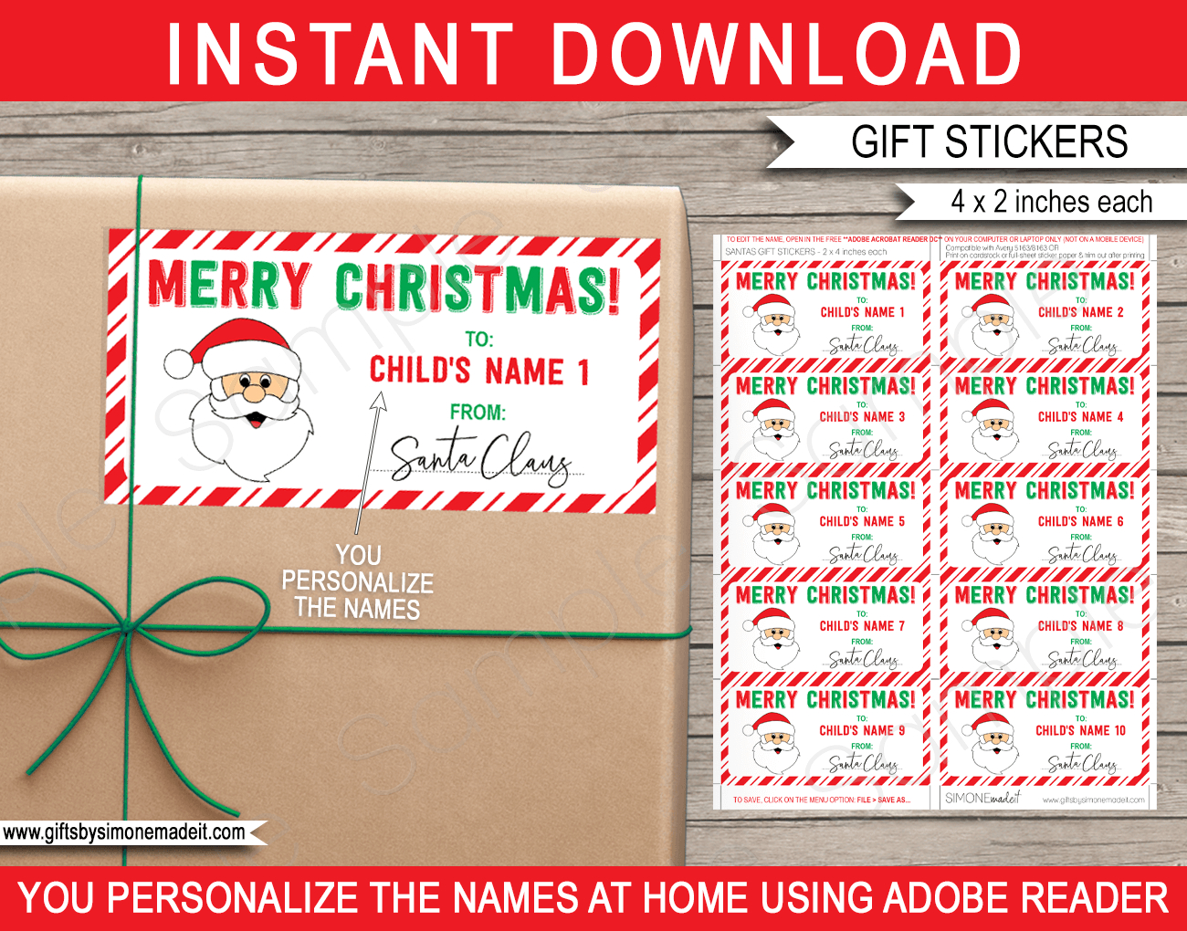 Christmas Gift Labels Template (Santa Claus) - Red &amp;amp; Green for Christmas To And From Printable Labels