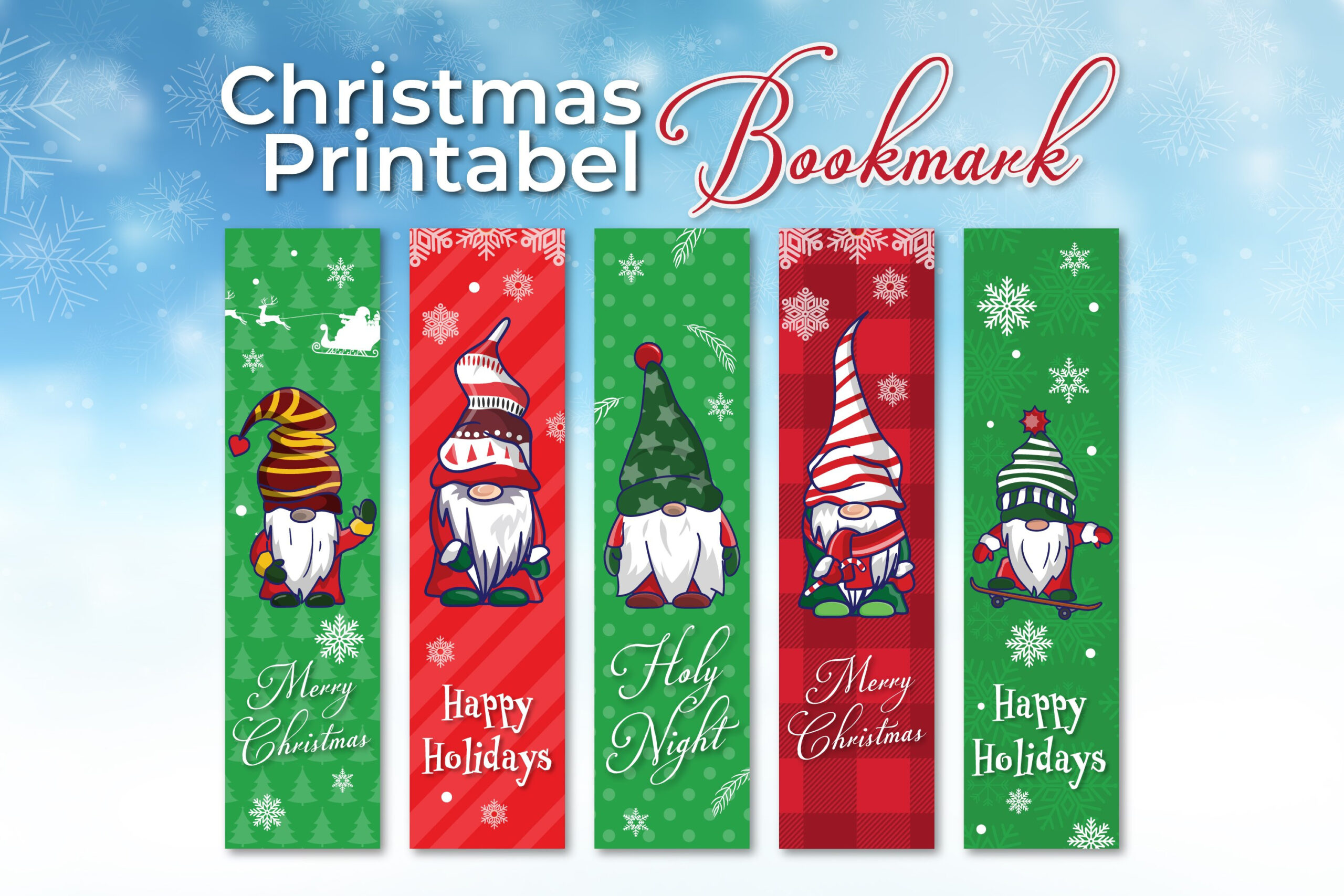 Christmas Gnome Printable Bookmark Template for Christmas Bookmarks Free Printable