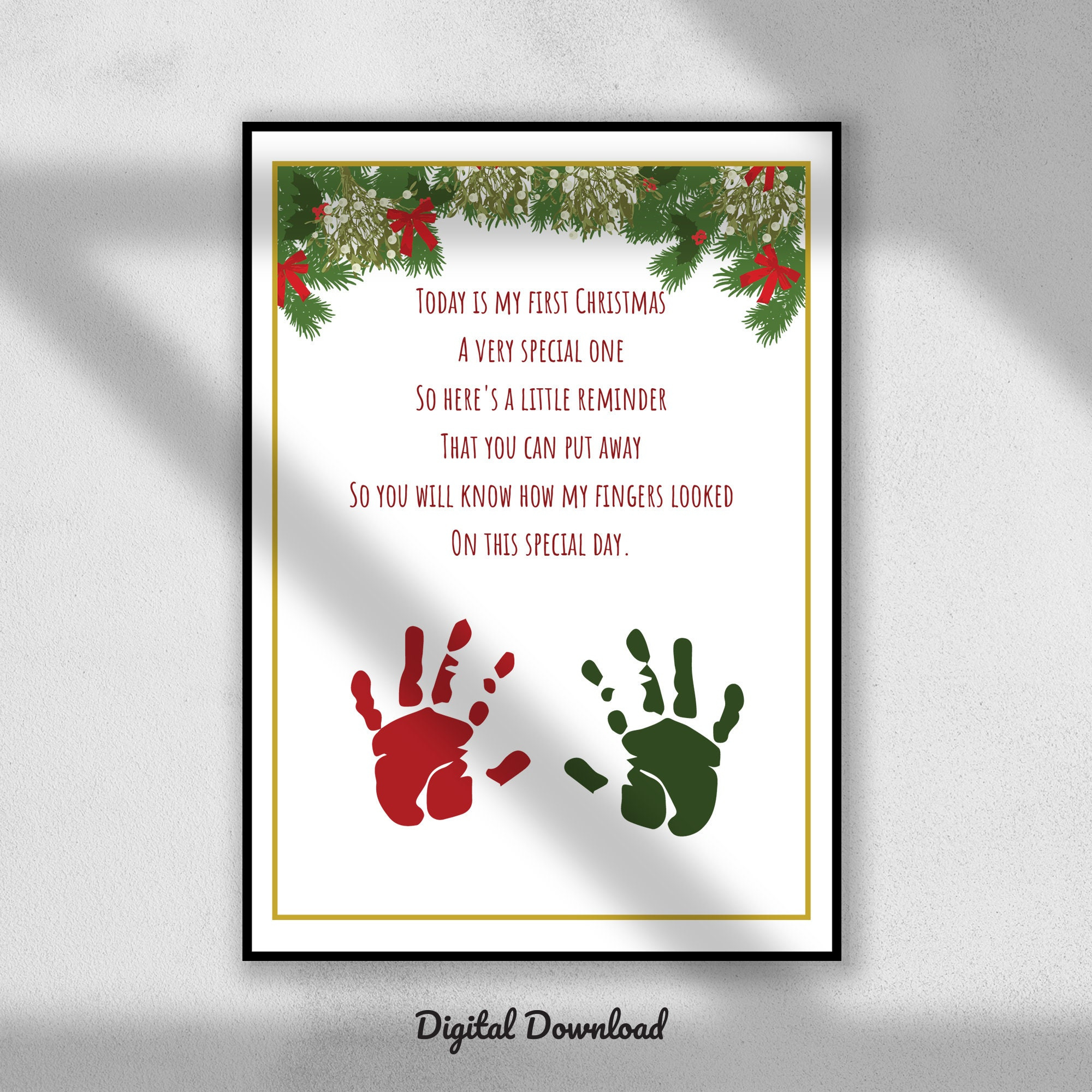 Christmas Handprint Printable Poem Baby Handprint Keepsake with Printable Christmas Handprint Poem