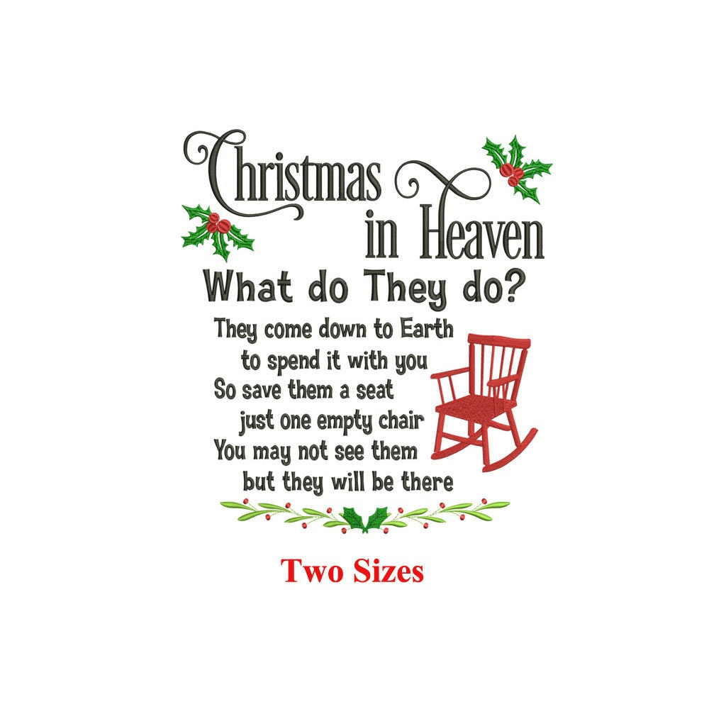 Christmas In Heaven Embroidery Design Remembrance Quote 5X7 for Printable Christmas In Heaven Poem