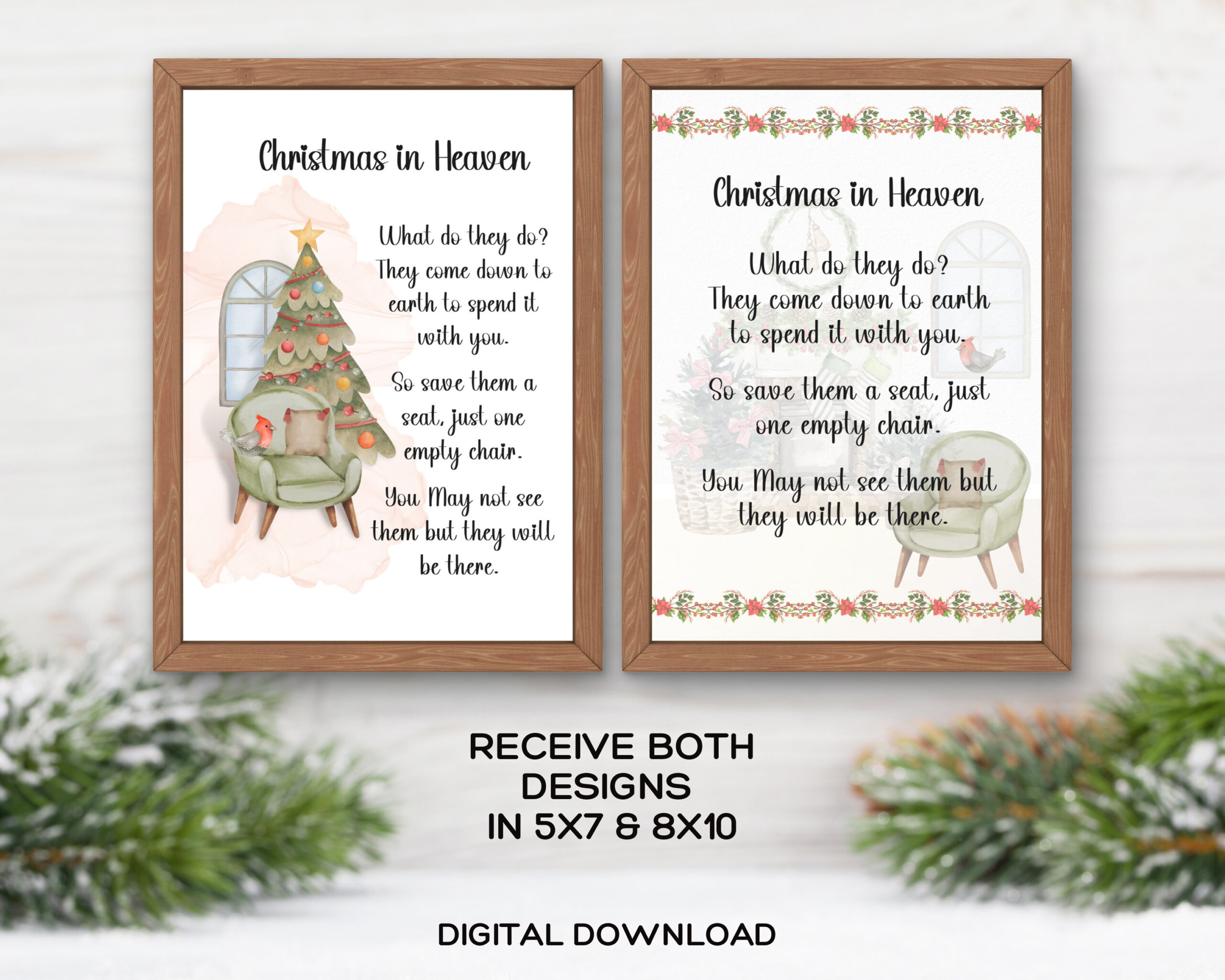 Christmas In Heaven Sign Printable, Holiday Bereavement Gift For intended for Printable Christmas In Heaven Poem