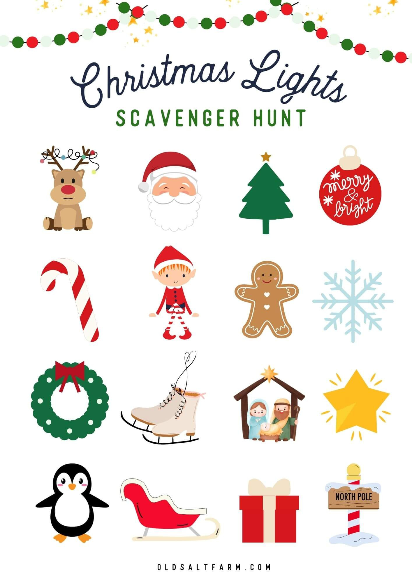 Christmas Light Scavenger Hunt | Free Printable | Old Salt Farm with regard to Christmas Lights Scavenger Hunt Free Printable