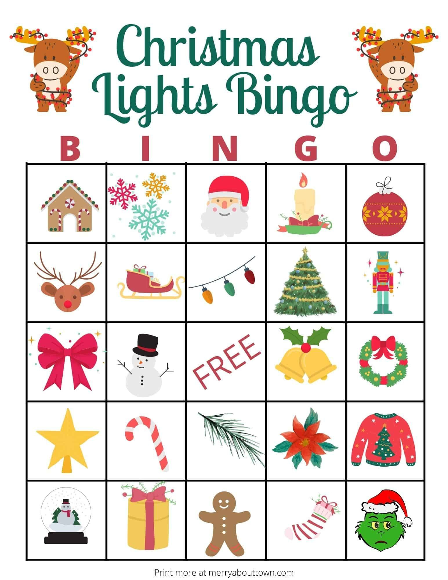 Christmas Lights Bingo Printable throughout Christmas Light Bingo Free Printable