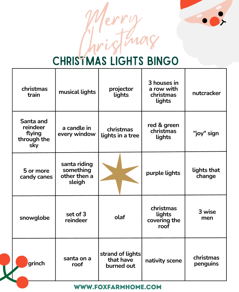 Christmas Lights Bingo With Free Printable Cards - Fox Farm Home inside Christmas Light Bingo Free Printable