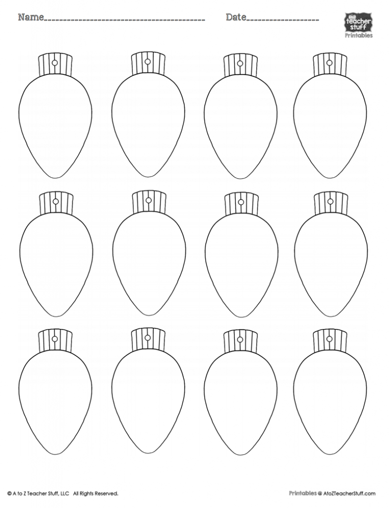 Christmas Lights Printablecoloring Page, Worksheet Or Pattern | A throughout Printable Christmas Lights Template