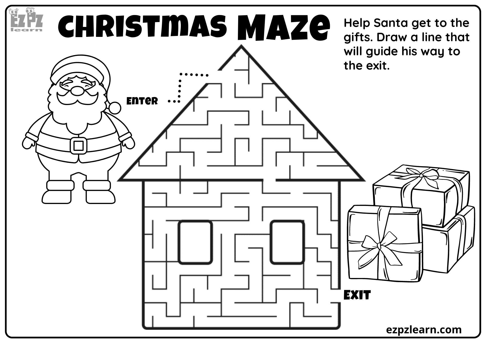 Christmas Maze 2 - Ezpzlearn in Christmas Mazes Printable Free